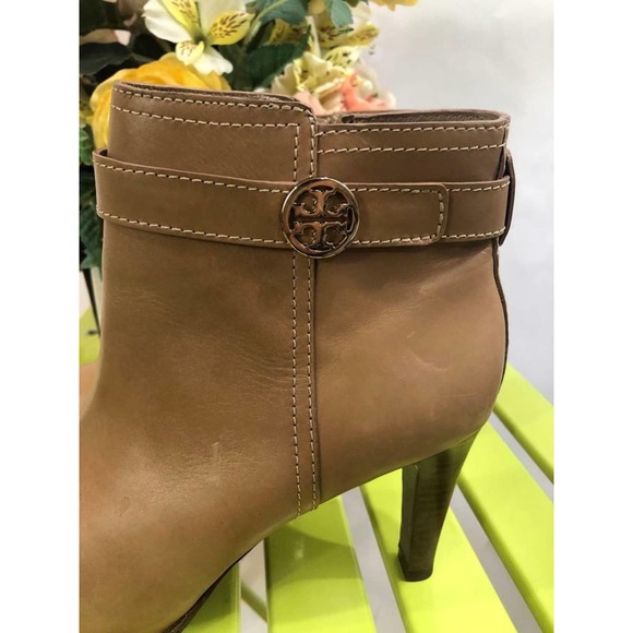 Tory Burch Bristol Bootie Leather Ankle tan Heels Boots 10.5M(1400 - Picture 3 of 8